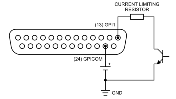 Sample usage of external power supply for GPI connection